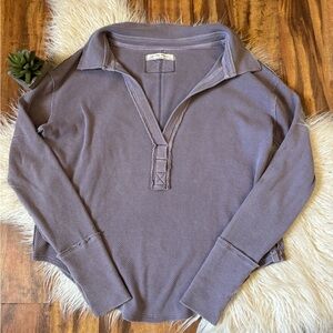 Free People Anakin Thermal Pullover Sweater Purple